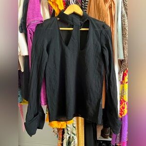 ZIJI SILK VINTAGE CUTOUT BLOUSE